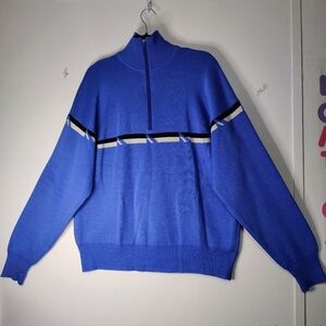 Serac 100% wool sweater, ½ zipper, pullover Men's Turtleneck Winter Blue sz XL.